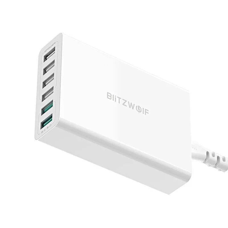 Laadija 6x USB Blitzwolf BW-S15, QC 3.0, 60 W (valge) universaal