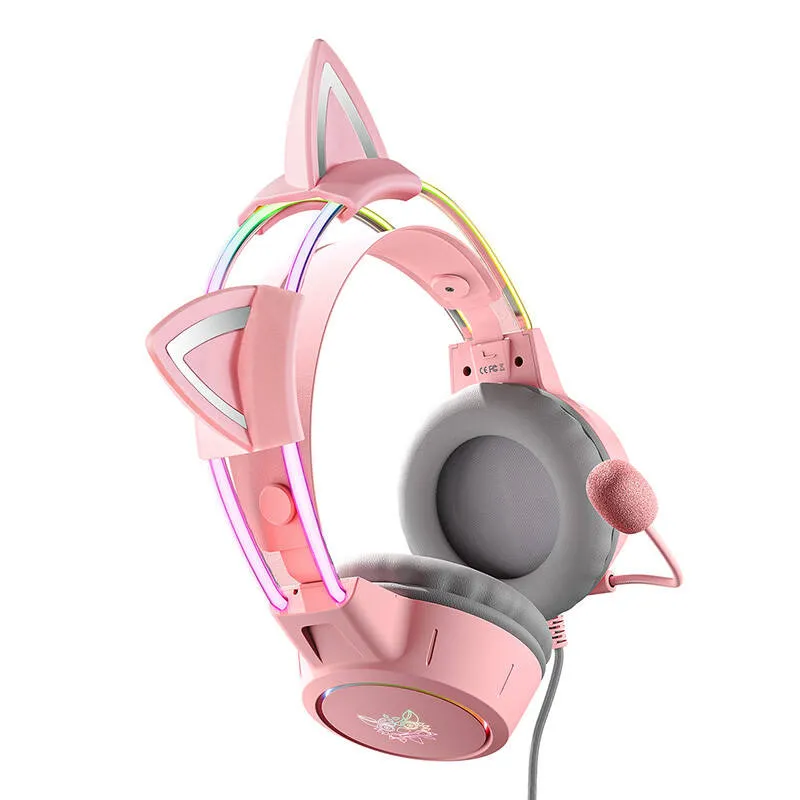 ONIKUMA X15Pro Mängupeakomised Roosa/Kass Kõrvad universaalne