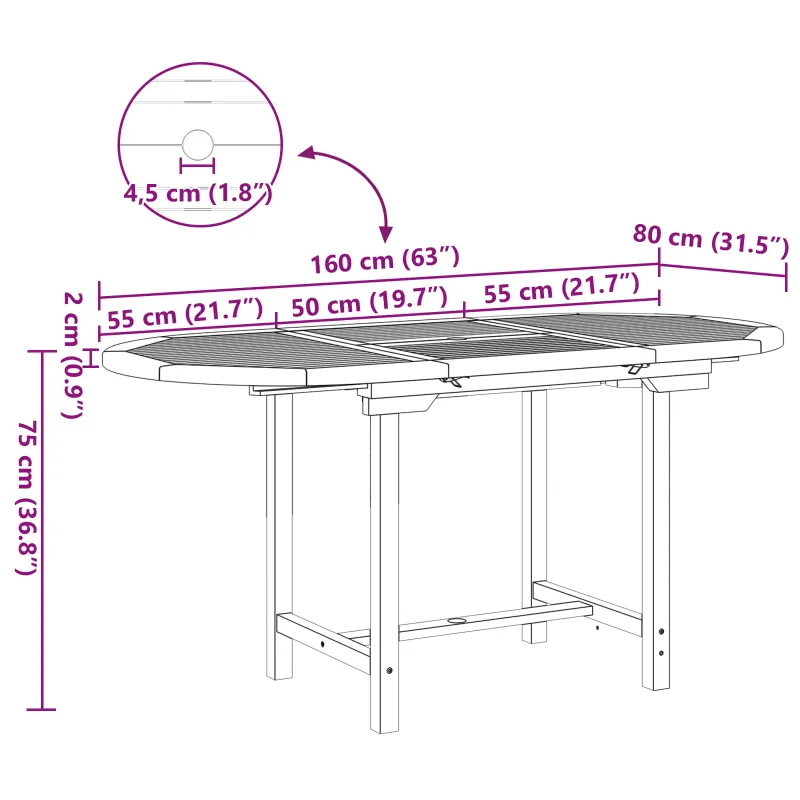 Sodo ruokailuryhmä 5 osaa Ruskea Kestävä teakki puu