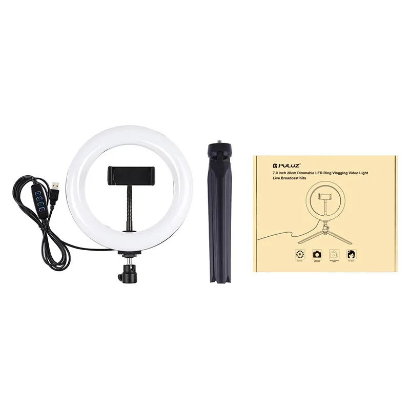 Puluz statiivimontaa ja 20 cm LED-rõngavälklamp Vlogging PKT3073B universaalne