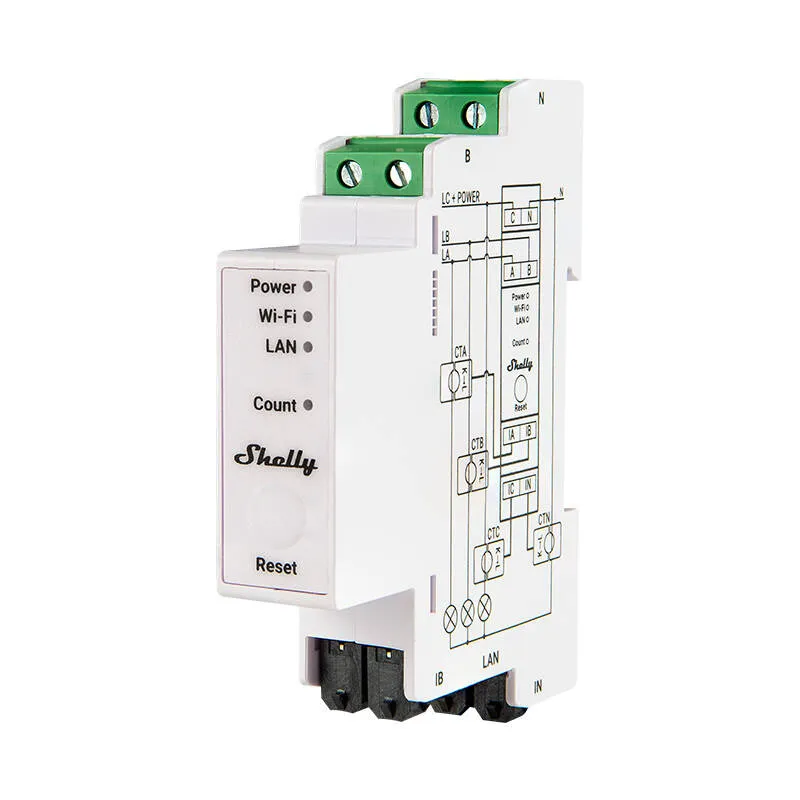 Shelly PRO 3EM 120A 3-faasiline energiamõõtur, WiFi/Bluetooth universaalne
