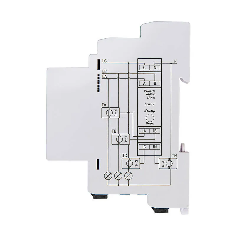 Shelly PRO 3EM 120A 3-faasiline energiamõõtur, WiFi/Bluetooth universaalne