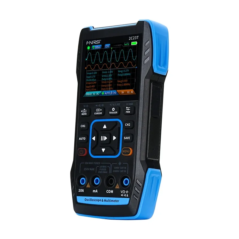Kohanduv 3-in-1 osiloskoop FNIRSI 2C23T multimeeter signaaligeneraator universaal