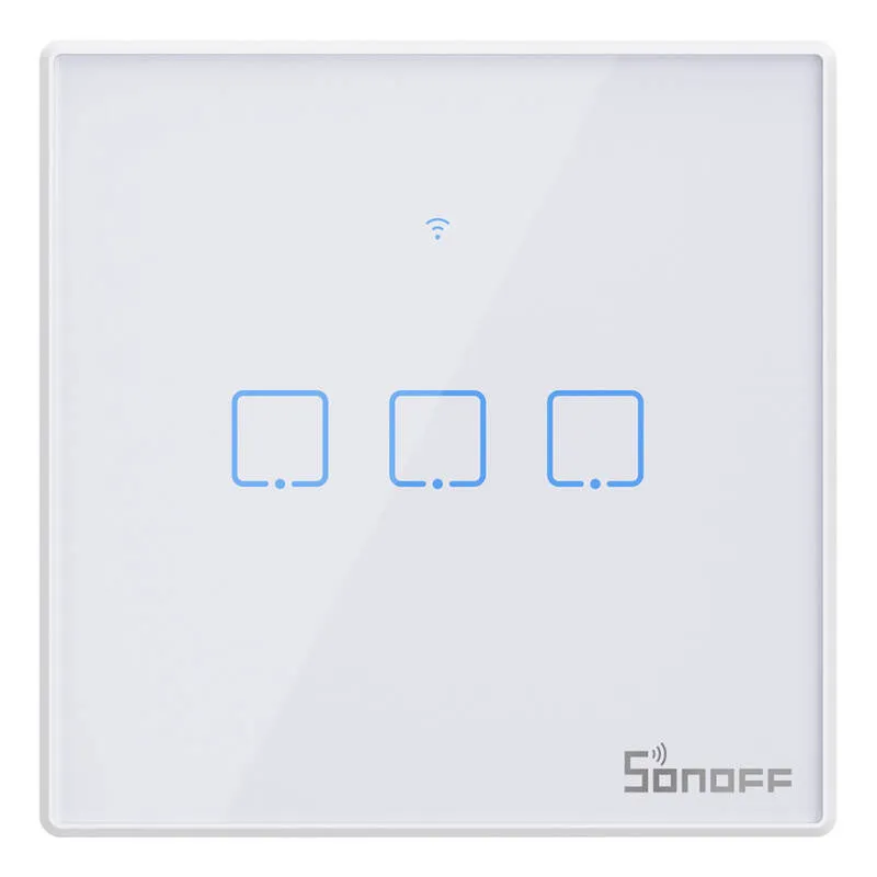 Smart Switch WiFi + RF 433 Sonoff T2 EU TX (3-kanaliline) uuenduslik universaalne