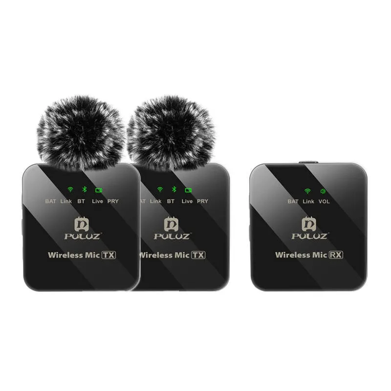 juhtmevaba Lavalier-mikrofon PULUZ 2 TX + 1 RX universaalne