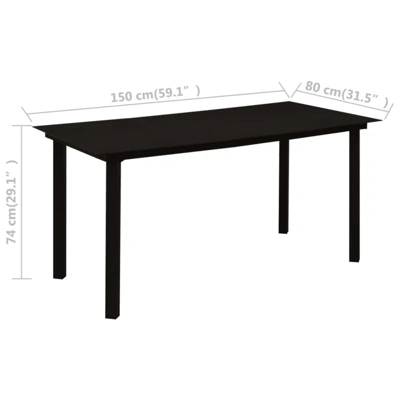 Lauko valgomojo baldų komplektas, 7 dalių, juodas, PVC ratanas