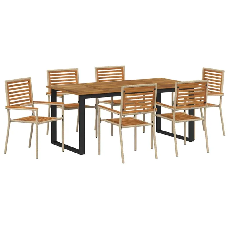 Sodo valgomojo komplektas 7 pcs Smėlio Kietos akacijos mediena