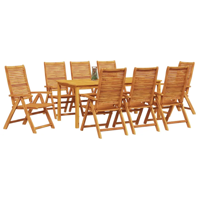 Sodo valgomojo komplektas 9 pcs Ruda Kietos akacijos mediena