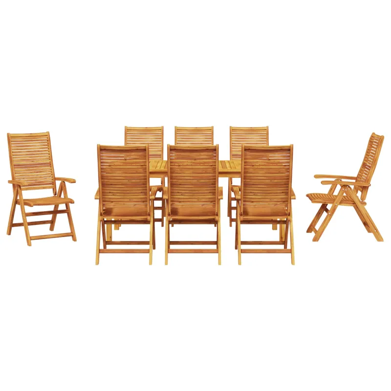 Sodo valgomojo komplektas 9 pcs Ruda Kietos akacijos mediena