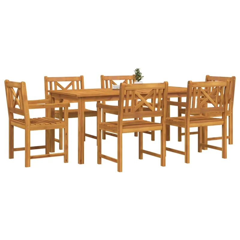 Sodo valgomojo komplektas 7 pcs Ruda Kietos akacijos mediena