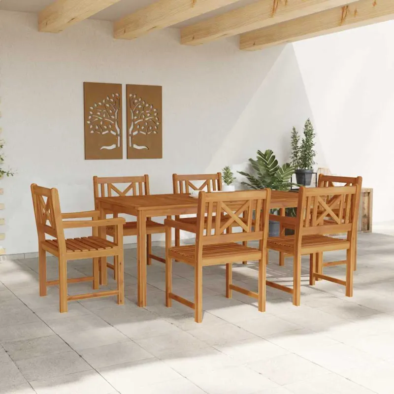 Sodo valgomojo komplektas 7 pcs Ruda Kietos akacijos mediena