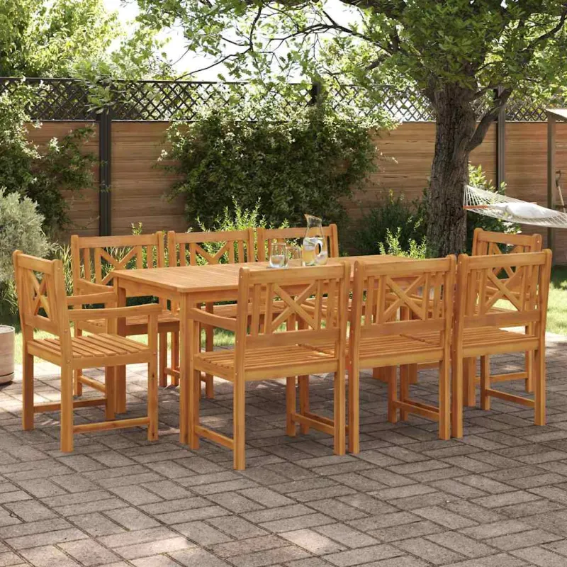 Sodo valgomojo komplektas 9 pcs Ruda Kietos akacijos mediena