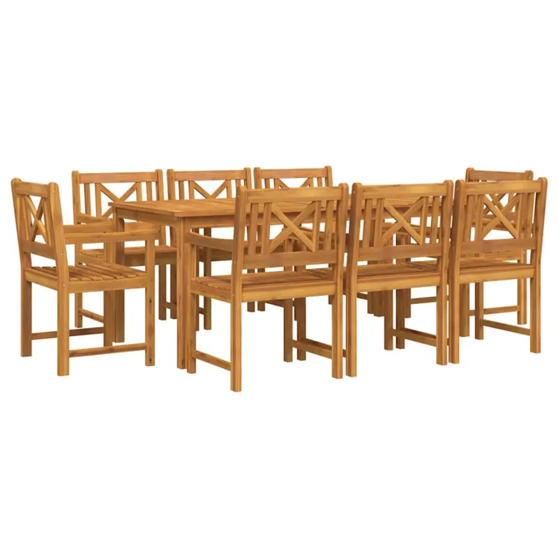 Sodo valgomojo komplektas 9 pcs Ruda Kietos akacijos mediena