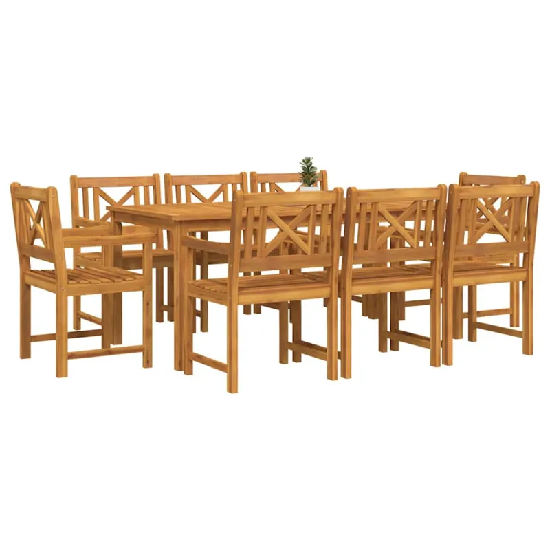 Sodo valgomojo komplektas 9 pcs Ruda Kietos akacijos mediena