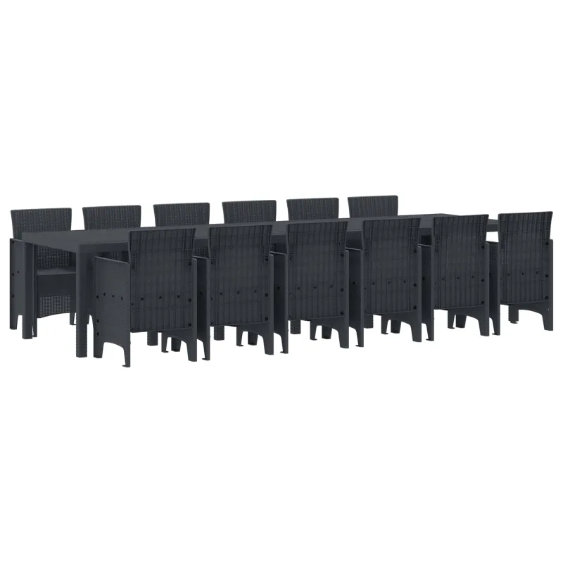 Sodo valgomojo komplektas 13 pcs Antracitas Polt ratanas