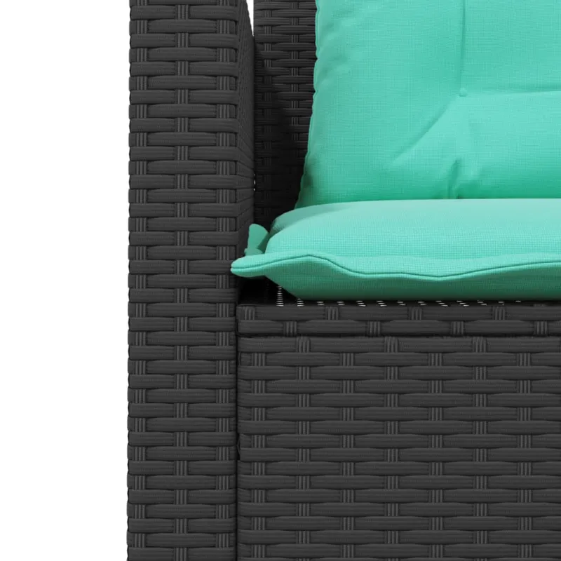 Sodo sofa su stalu ir pagalvėlėmis, L formos, juodas, poliratanas
