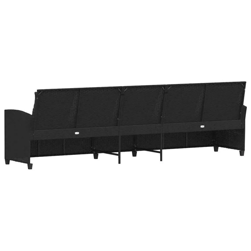 Sodo sofa, 5 vietų, su pagalvėlėmis, juoda, poliratanas