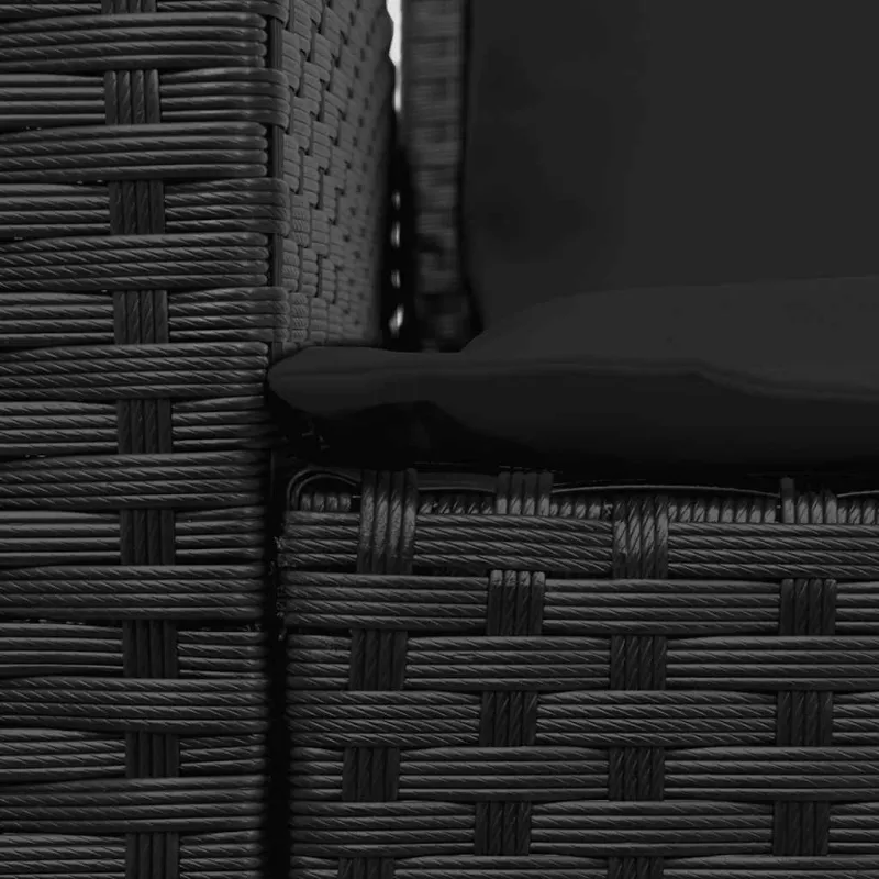 Sodo sofa, 5 vietų, su pagalvėlėmis, juoda, poliratanas