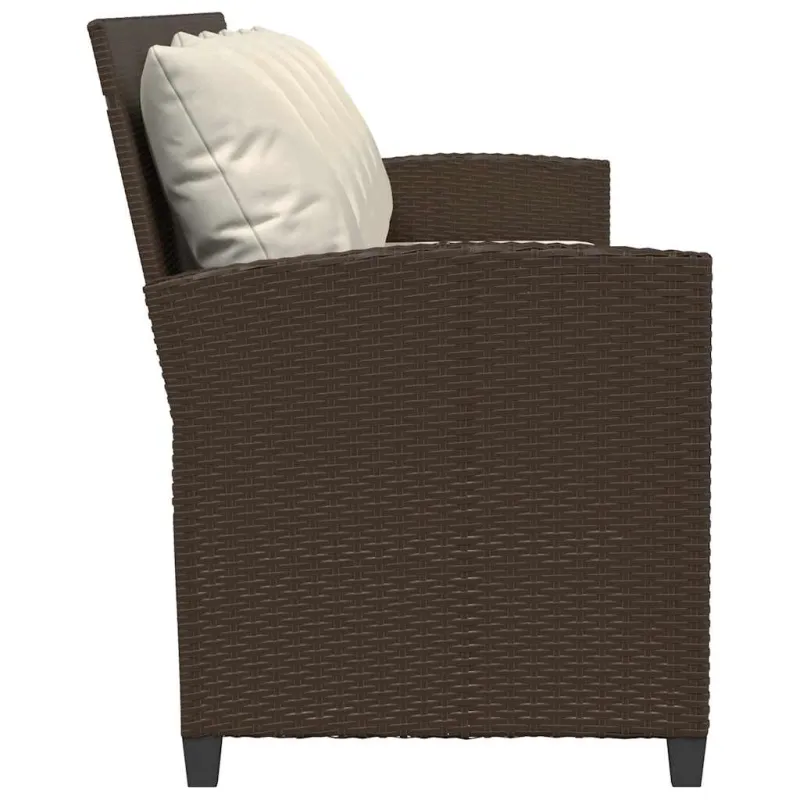 Sodo sofa, 5 vietų, su pagalvėlėmis, ruda, poliratanas