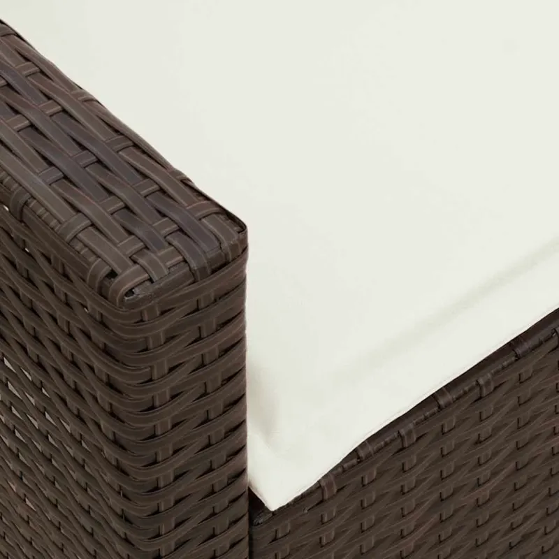 Sodo sofa, 5 vietų, su pagalvėlėmis, ruda, poliratanas