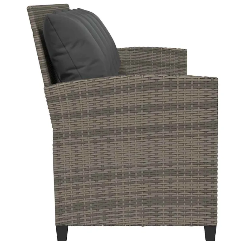 Sodo sofa, 5 vietų, su pagalvėlėmis, pilka, poliratanas
