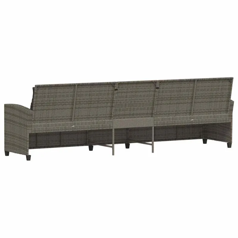 Sodo sofa, 5 vietų, su pagalvėlėmis, pilka, poliratanas