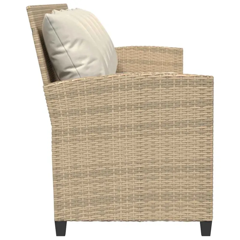 Sodo sofa, 5 vietų, su pagalvėlėmis, smėlio spalvos, poliratanas