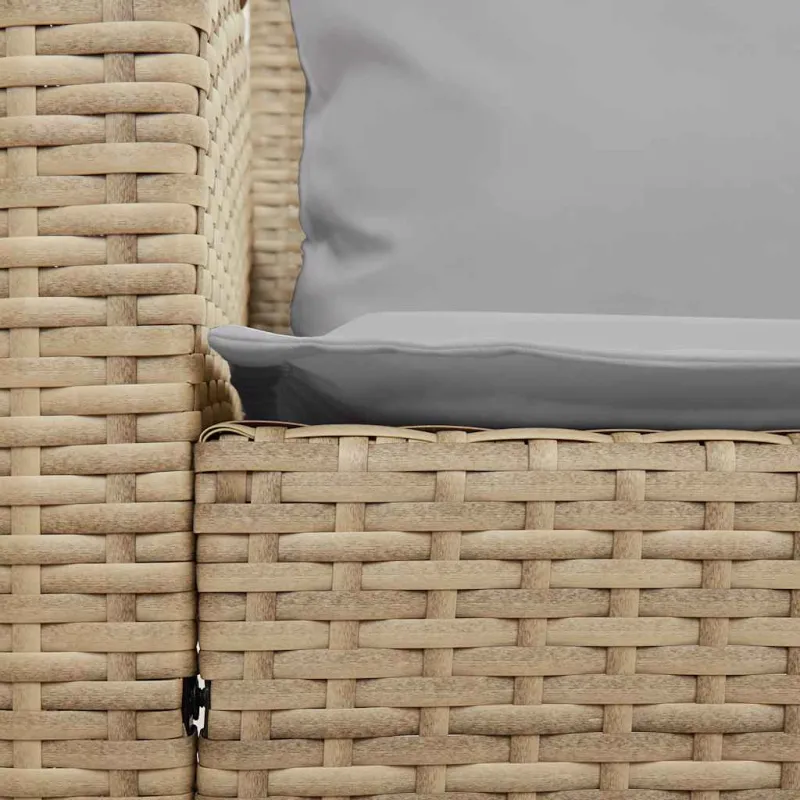 Sodo sofa, 5 vietų, su pagalvėlėmis, smėlio spalvos, poliratanas