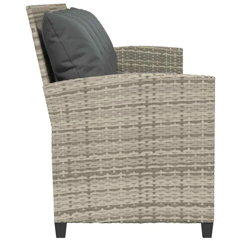 Sodo sofa, 5 vietų, su pagalvėlėmis, šviesiai pilka, poliratanas