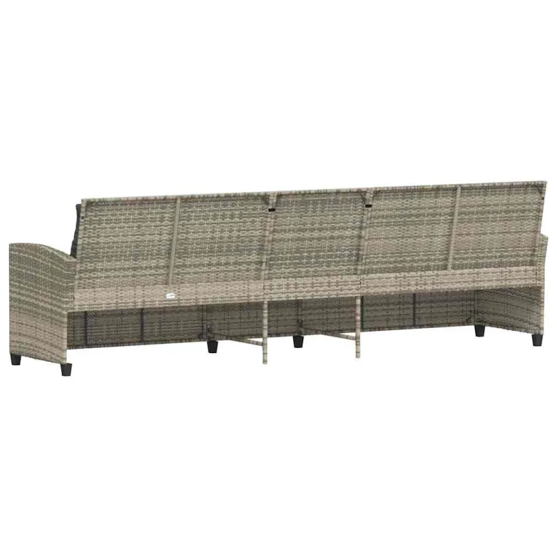 Sodo sofa, 5 vietų, su pagalvėlėmis, šviesiai pilka, poliratanas