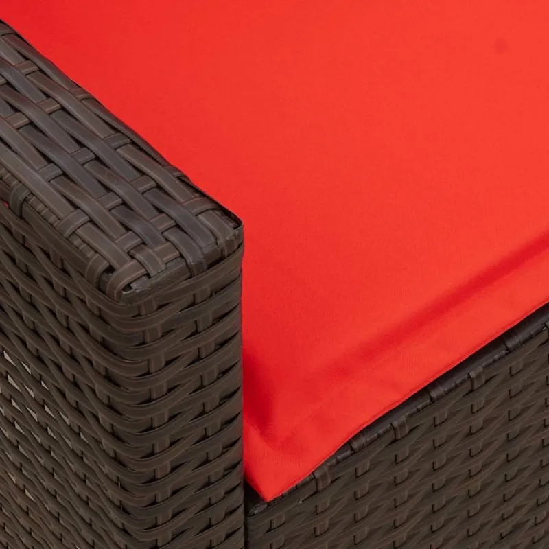 Sodo sofa, 5 vietų, su pagalvėlėmis, ruda, poliratanas