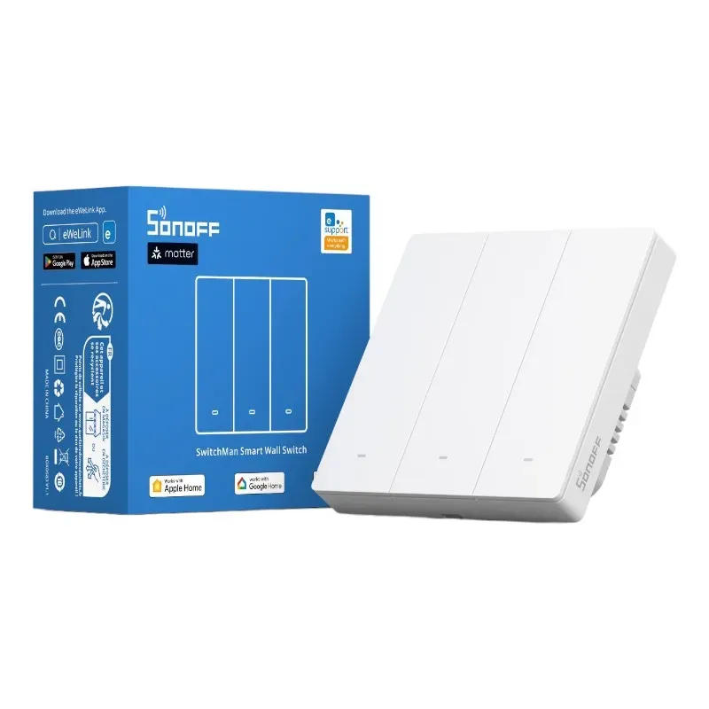 Smartseina lüliti SONOFF M5-3C-86W Matter (3-kanaliline) universaalne
