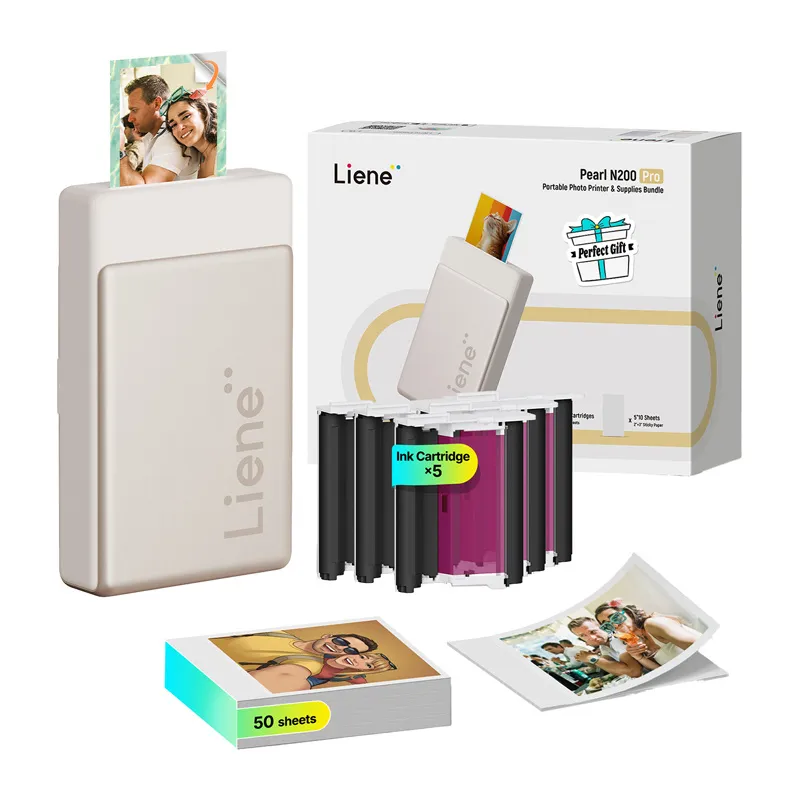 Liene Pearl N200 Pro 2x3" Kergekaaluline Fotoprinteri Komplekt (Kuld) universaalne
