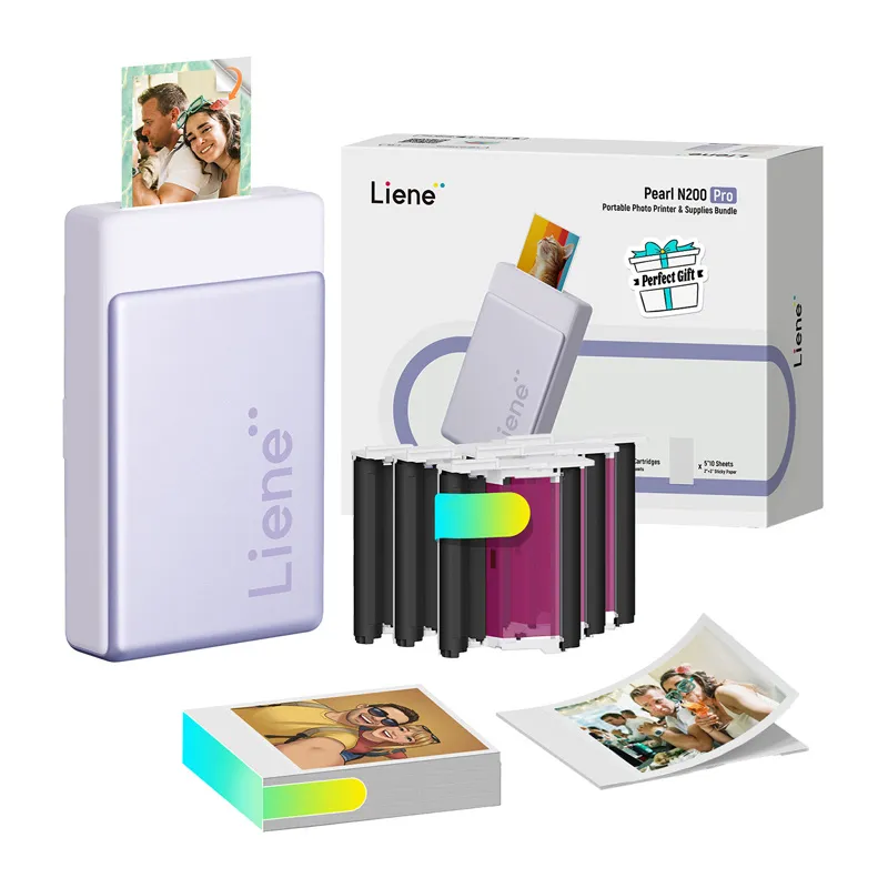 Liene Pearl N200 Pro 2x3" Kergekaaluline Fotoprinteri Komplekt (Lilla) universaalne