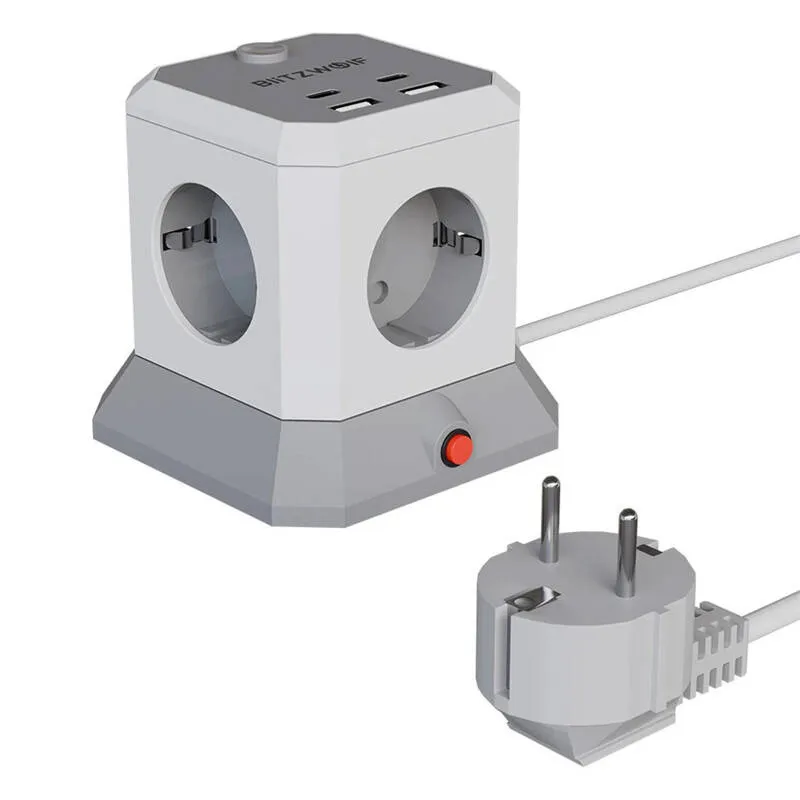 BlitzWolf BW-EC1 universaalne pikendusjuhe 4xAC, 2xUSB-A, 2xUSB-C