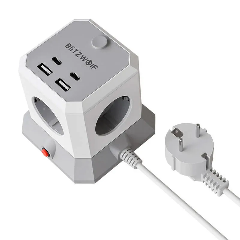BlitzWolf BW-EC1 universaalne pikendusjuhe 4xAC, 2xUSB-A, 2xUSB-C