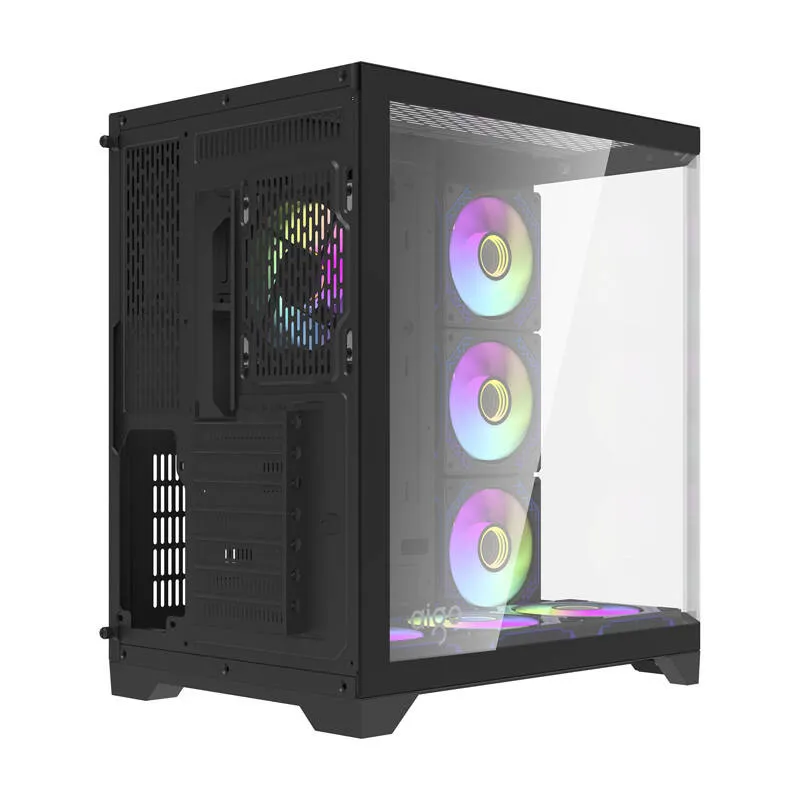 Darflash FT418 PRO arvutikarp + 7 aRGB ventilaatorit (must) universaalne