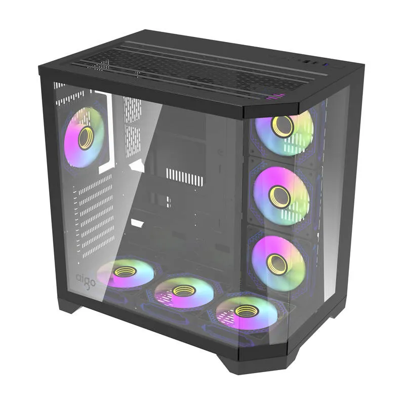 Darflash FT418 PRO arvutikarp + 7 aRGB ventilaatorit (must) universaalne