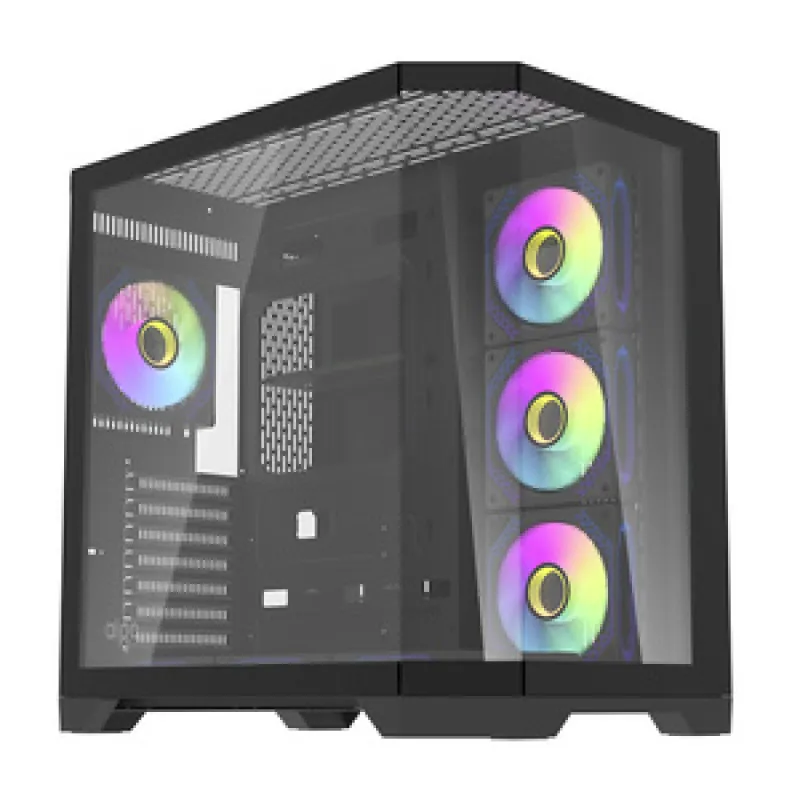 Darflash FT418 PRO arvutikarp + 7 aRGB ventilaatorit (must) universaalne
