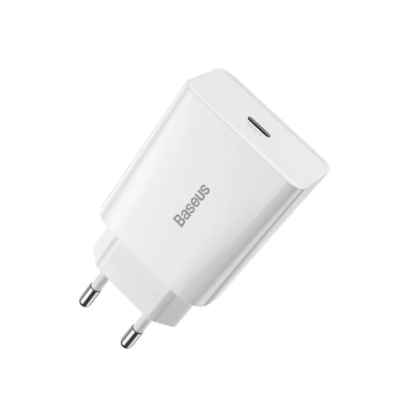 Baseus Speed Mini Kiirlaadija, USB-C, PD, 3A, 20W (valge) universaal