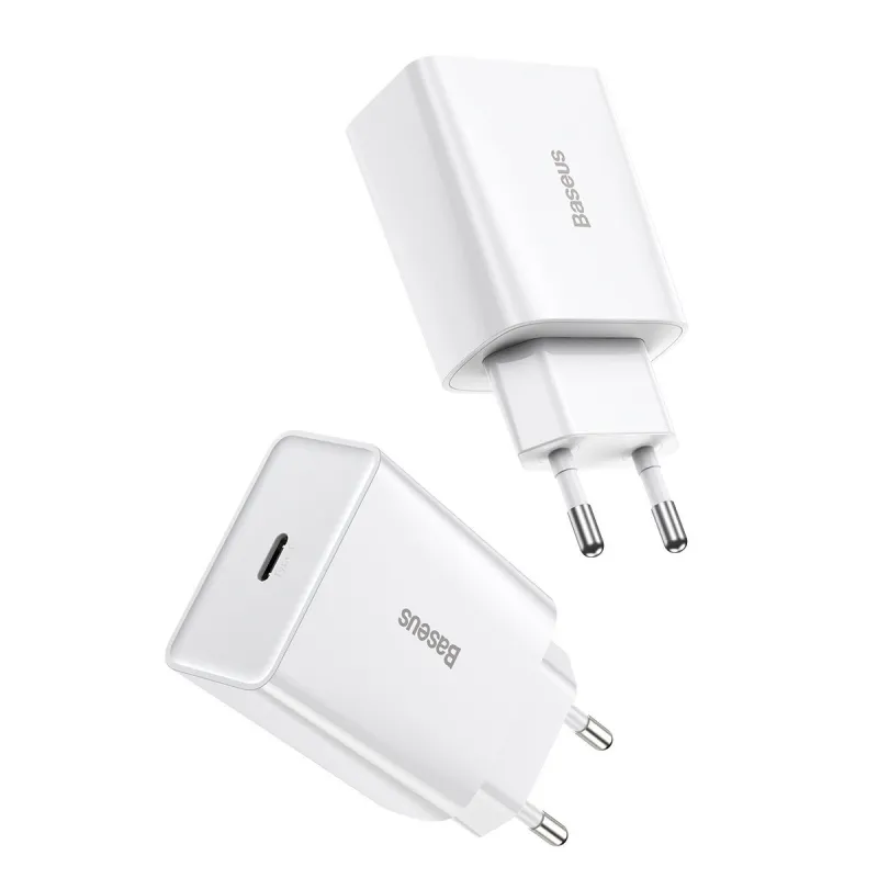 Baseus Speed Mini Kiirlaadija, USB-C, PD, 3A, 20W (valge) universaal