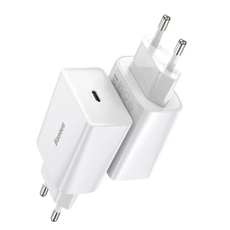 Baseus Speed Mini Kiirlaadija, USB-C, PD, 3A, 20W (valge) universaal