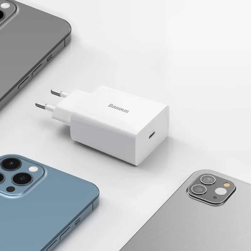 Baseus Speed Mini Kiirlaadija, USB-C, PD, 3A, 20W (valge) universaal