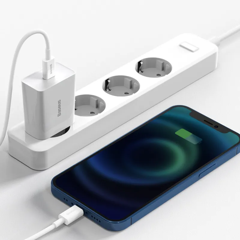 Baseus Speed Mini Kiirlaadija, USB-C, PD, 3A, 20W (valge) universaal