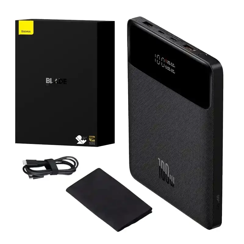 Baseus Blade 20000mAh Powerbank 2xUSB, 2xUSB-C + USB-C 100W kaabel (must) universaalne
