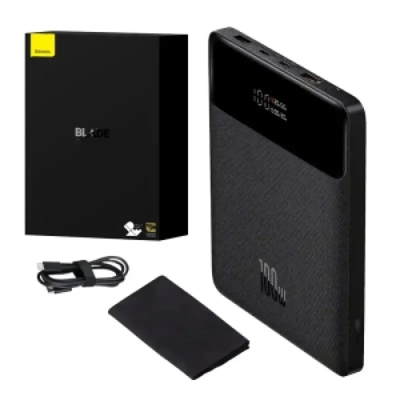Baseus Blade 20000mAh Powerbank 2xUSB, 2xUSB-C + USB-C 100W kaabel (must) universaalne