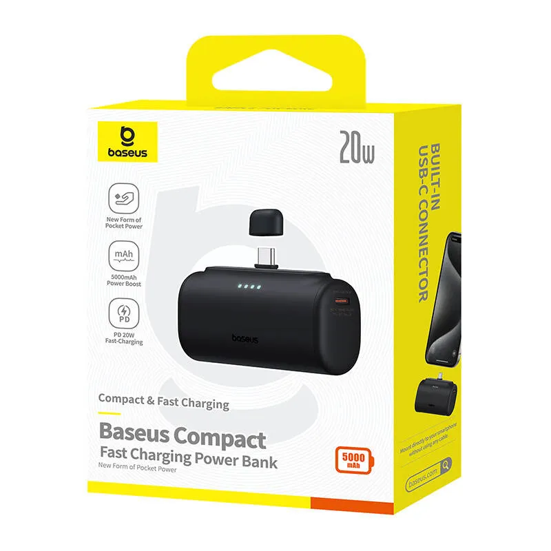 Baseus Compact 5000mAh Powerbank, 20W, USB-C (must) universaalne