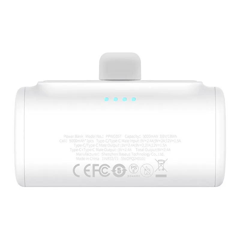 Baseus Compact 5000mAh Powerbank, 20W, USB-C (valge) universaalne