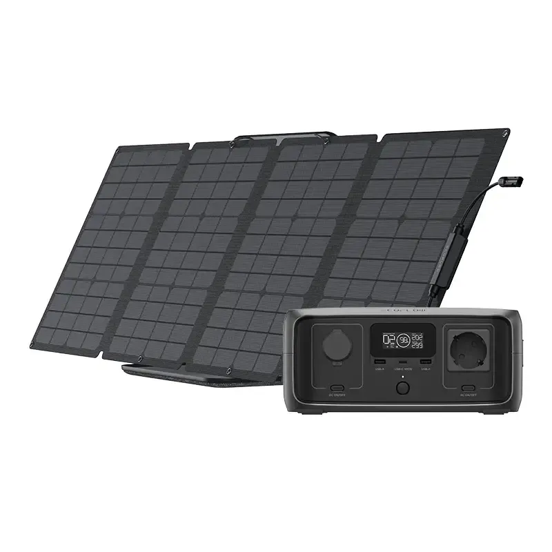 Setti: EcoFlow River 3 -sähkölaitteisto + 110W fotovoltaikkopaneeli. universaali