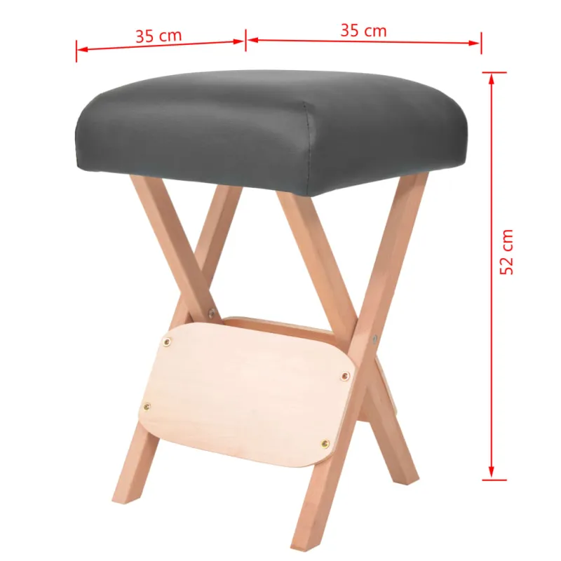 Taburetė masažui, juoda, su 12cm storio sėdyne ir 2 atramomis